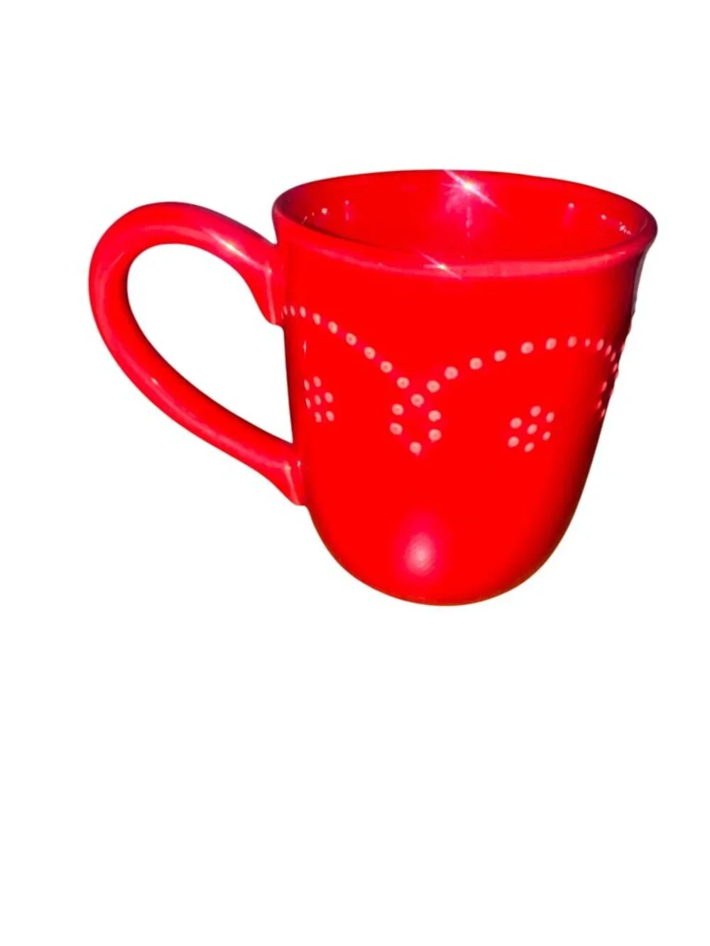 Red Ceramic Coffee Mug With White Dotted Heart Design Microwave & Dishwasher Saf